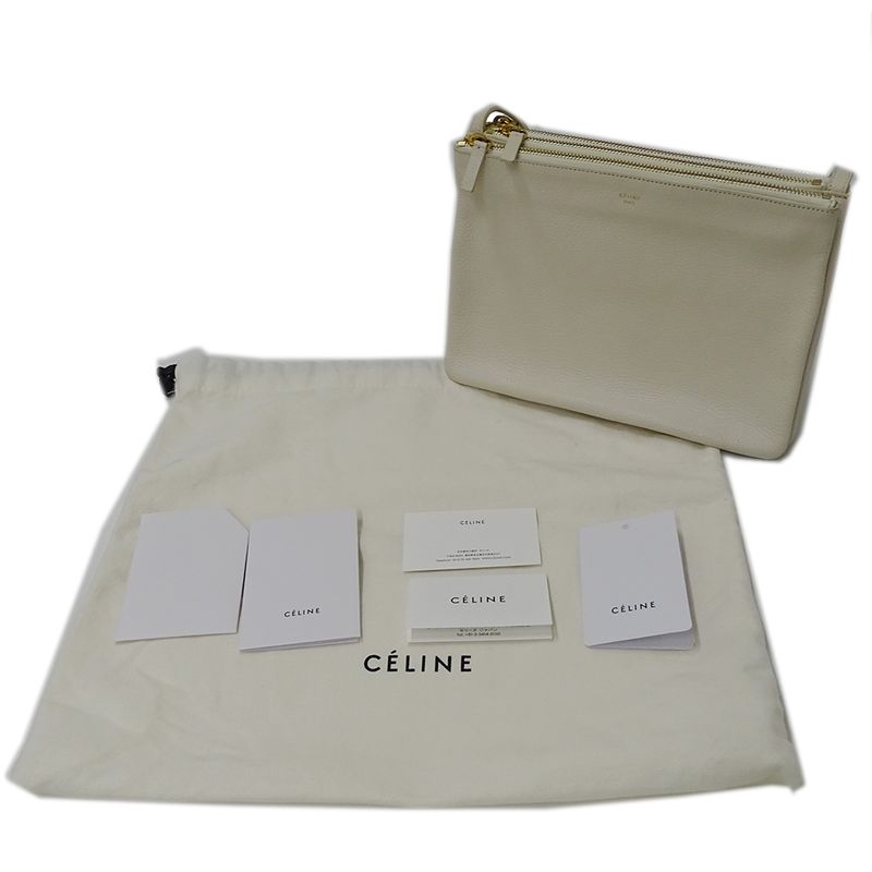 Celine Bag Shoulder Trio Large Leather White Cream Going Out — view 9