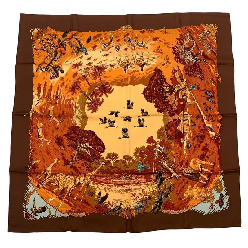Hermes Scarf Silk Carre 90 Africa Brown Box — view 2