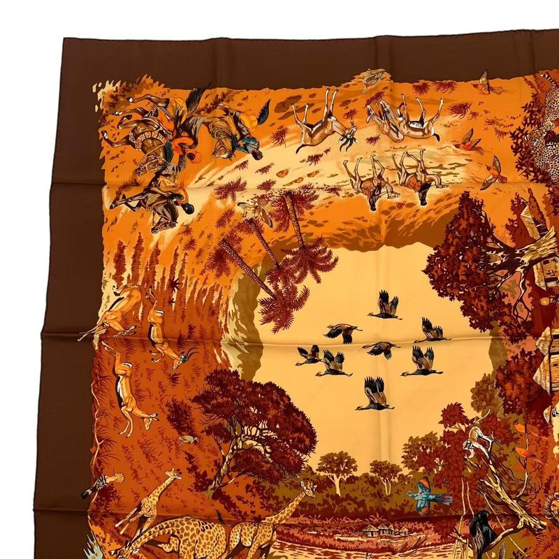 Hermes Scarf Silk Carre 90 Africa Brown Box — view 3