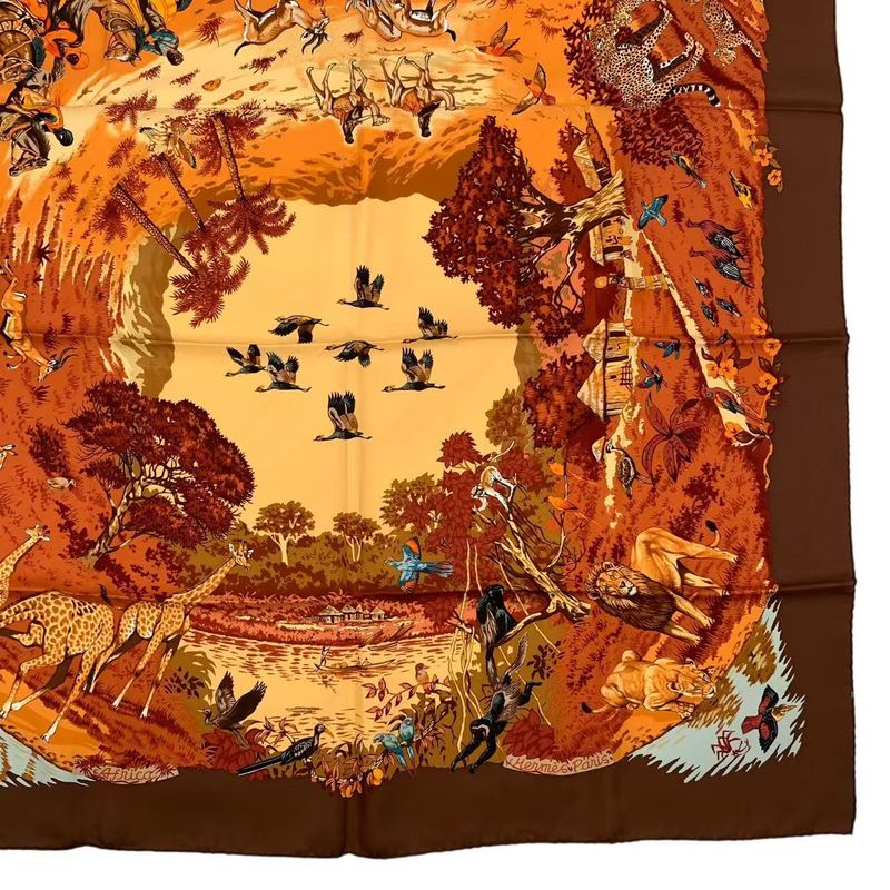 Hermes Scarf Silk Carre 90 Africa Brown Box — view 9