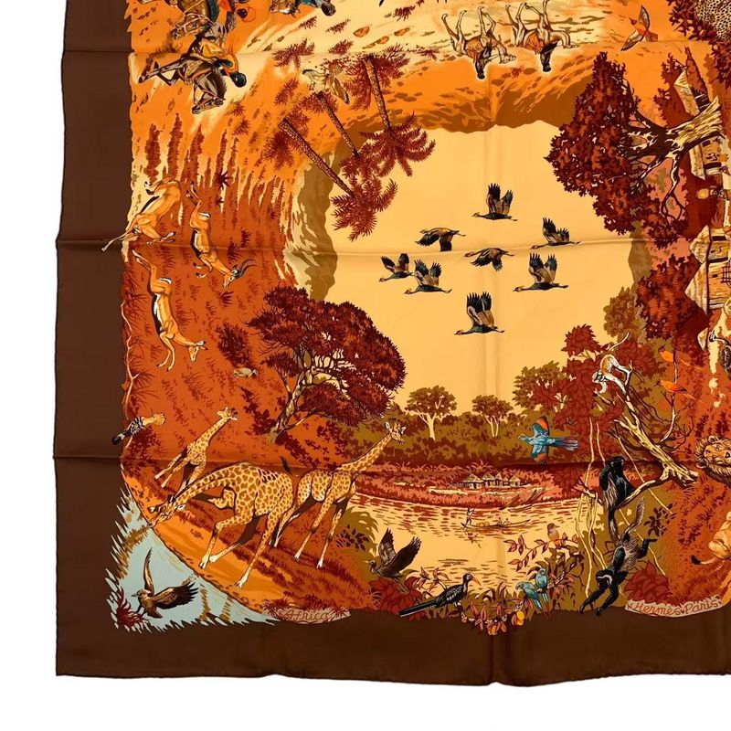 Hermes Scarf Silk Carre 90 Africa Brown Box — view 6