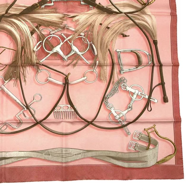 Hermes Carre 90 100% Silk Scarf Projets Carres Planning Power Pink Box — view 6