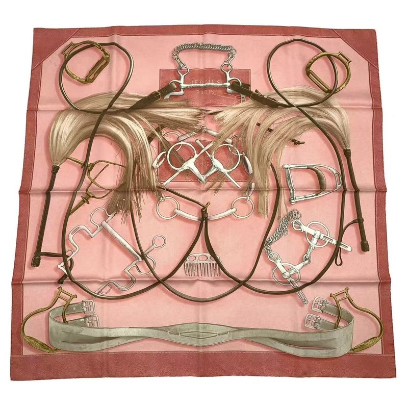 Hermes Carre 90 100% Silk Scarf Projets Carres Planning Power Pink Box — view 2