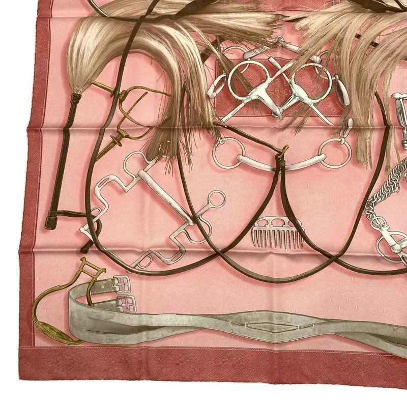 Hermes Carre 90 100% Silk Scarf Projets Carres Planning Power Pink Box — view 5