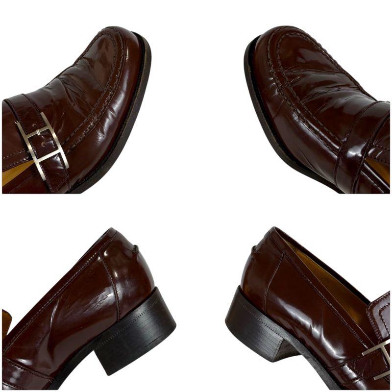 Hermes Loafer Brown Patent Leather Silver Hardware 36 Size — view 6