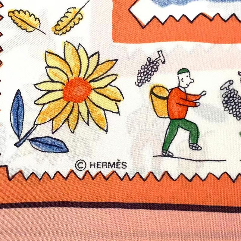 Hermes Carre 90 RE TOUR A LA Terre Return Home Silk Scarf Pink — view 8