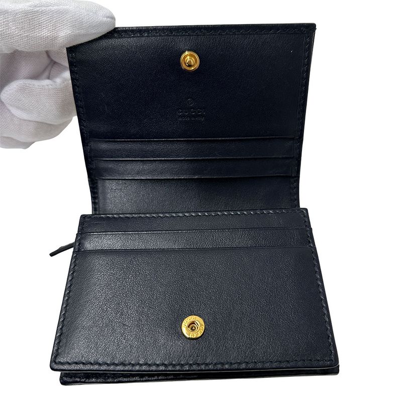 Gucci Wallet Horsebit Bifold Leather Navy — view 5