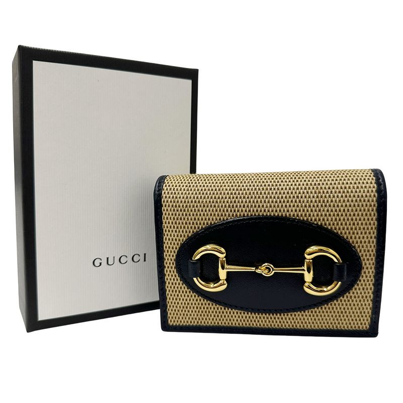 Gucci Wallet Horsebit Bifold Leather Navy — view 7