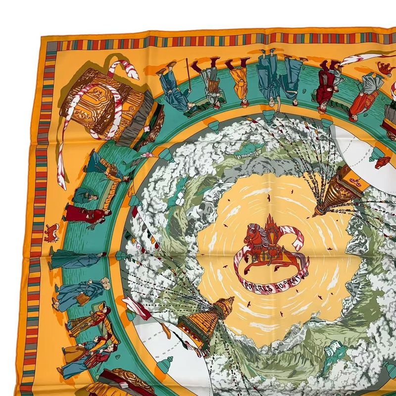 Hermes Carre 90 Scarf Silk Prieres AU VENT Prayer In The Wind Yellow Box — view 3