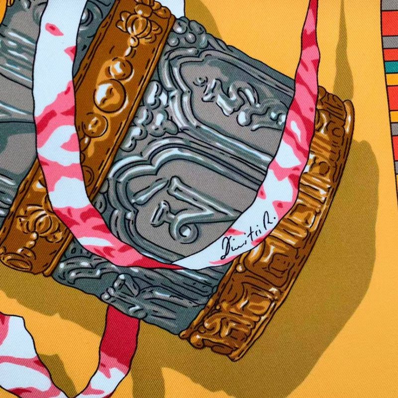 Hermes Carre 90 Scarf Silk Prieres AU VENT Prayer In The Wind Yellow Box — view 8