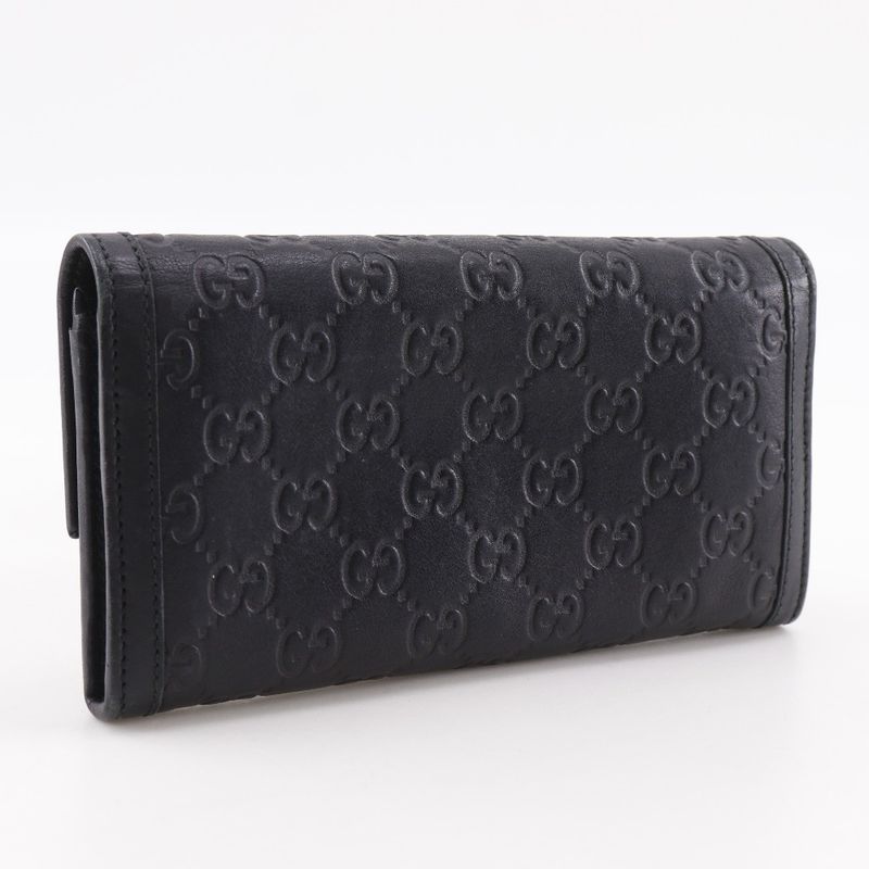 Gucci Interlocking G Guccissima Leather Black Long Wallet — view 3