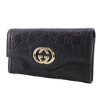 Gucci Interlocking G Guccissima Leather Black Long Wallet — view 2