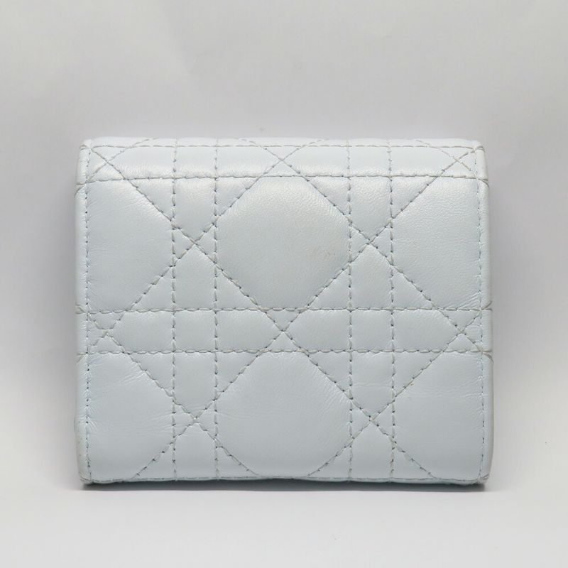 Dior Joli Hibiscus Wallet S3105 Unjb Trifold Light Blue Leather — view 2