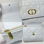 Dior Joli Hibiscus Wallet S3105 Unjb Trifold Light Blue Leather — view 6
