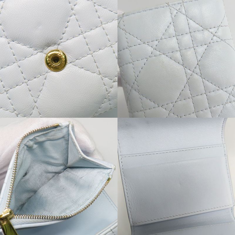 Dior Joli Hibiscus Wallet S3105 Unjb Trifold Light Blue Leather — view 8