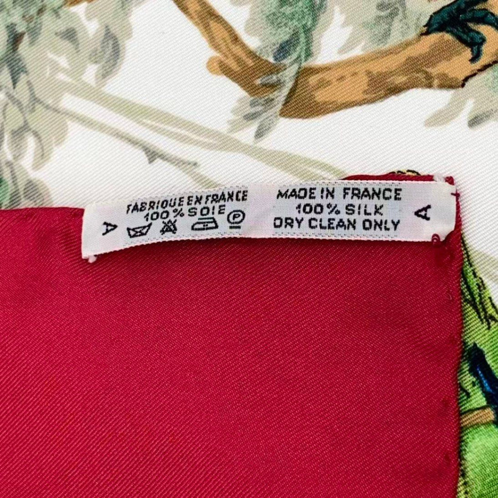 Hermes Scarf Carre 90 Equateur Equatorial Animal Bird All Over Pattern Silk Red — view 7