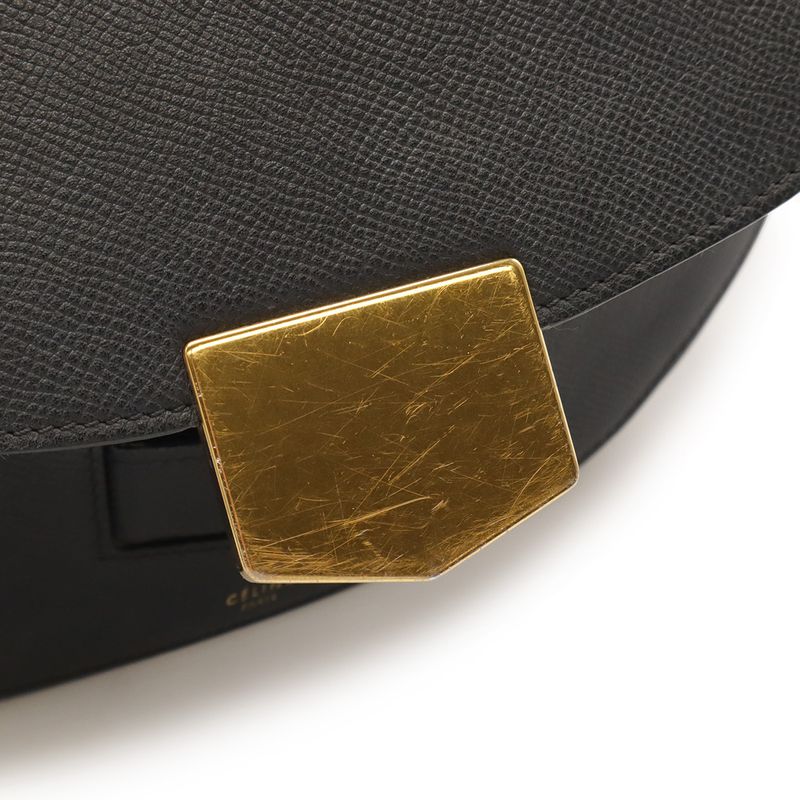 Celine Trotter-medium Shoulder Bag Crossbody Leather Black Gold Hardware — view 6