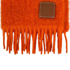 Loewe Mohair Wool Anagram Leather Patch Muffler Orange Scarf — view 4