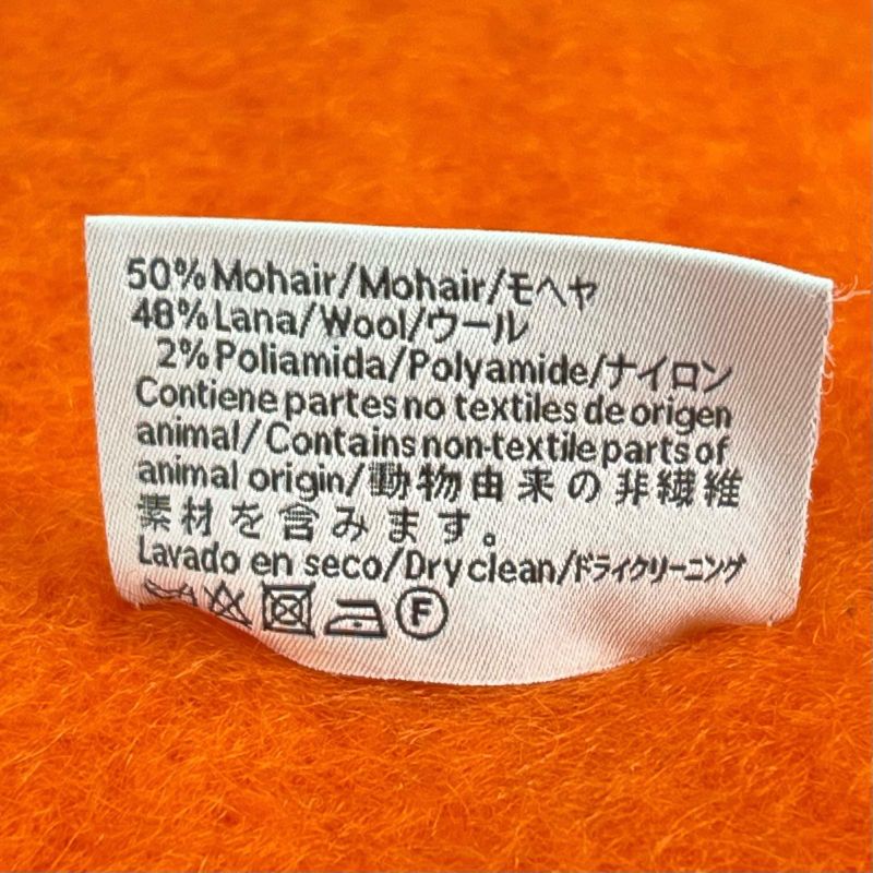 Loewe Mohair Wool Anagram Leather Patch Muffler Orange Scarf — view 7