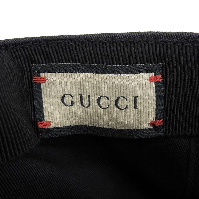 Gucci 100% Cotton Baseball Cap Hat Applique Black M 58 cm — view 7