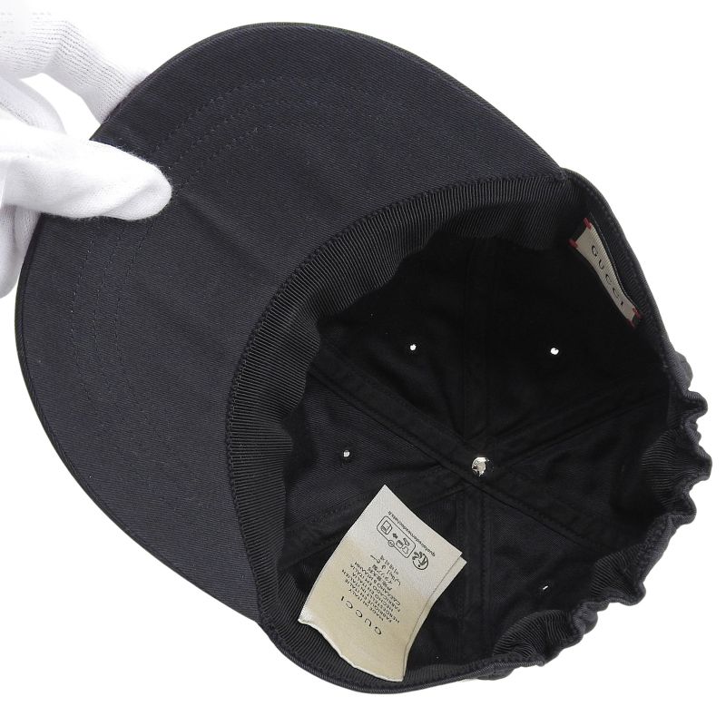 Gucci 100% Cotton Baseball Cap Hat Applique Black M 58 cm — view 5