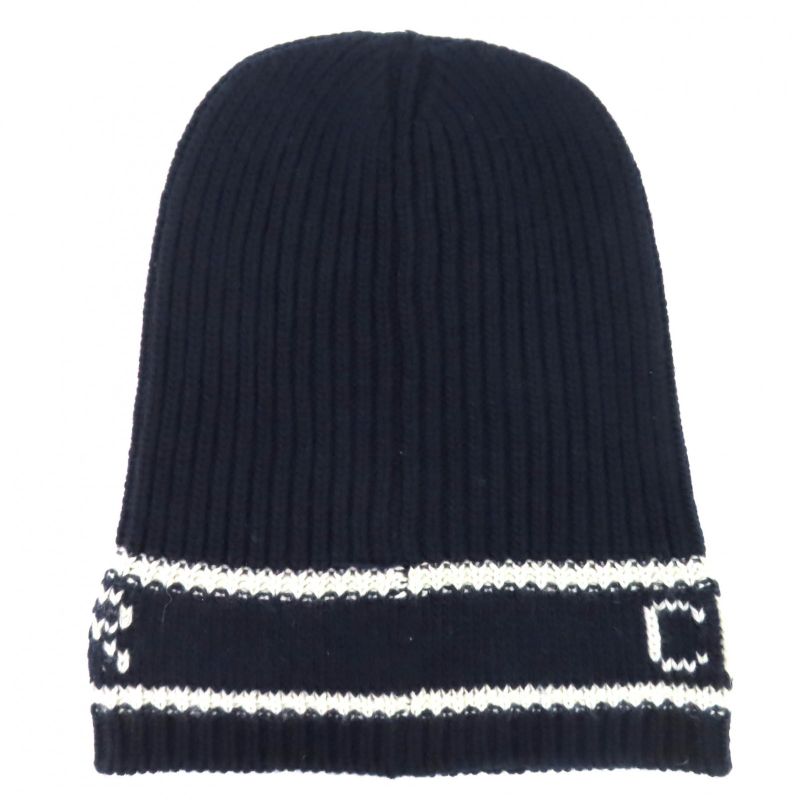 Christian Dior 31 Noe714 Ixgh Wool Cashmere Logo Beanie Knit Cap Navy White — view 6