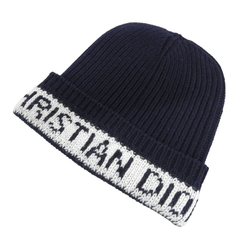 Christian Dior 31 Noe714 Ixgh Wool Cashmere Logo Beanie Knit Cap Navy White — view 8