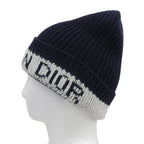 Christian Dior 31 Noe714 Ixgh Wool Cashmere Logo Beanie Knit Cap Navy White — view 2