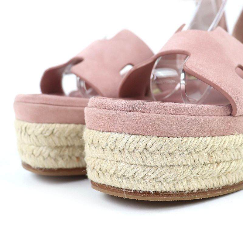 Hermes Espadrilles Herda Suede Leather Ankle Strap Sandals Pink — view 5