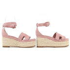 Hermes Espadrilles Herda Suede Leather Ankle Strap Sandals Pink — view 4