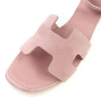 Hermes Espadrilles Herda Suede Leather Ankle Strap Sandals Pink — view 9
