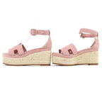 Hermes Espadrilles Herda Suede Leather Ankle Strap Sandals Pink — view 3