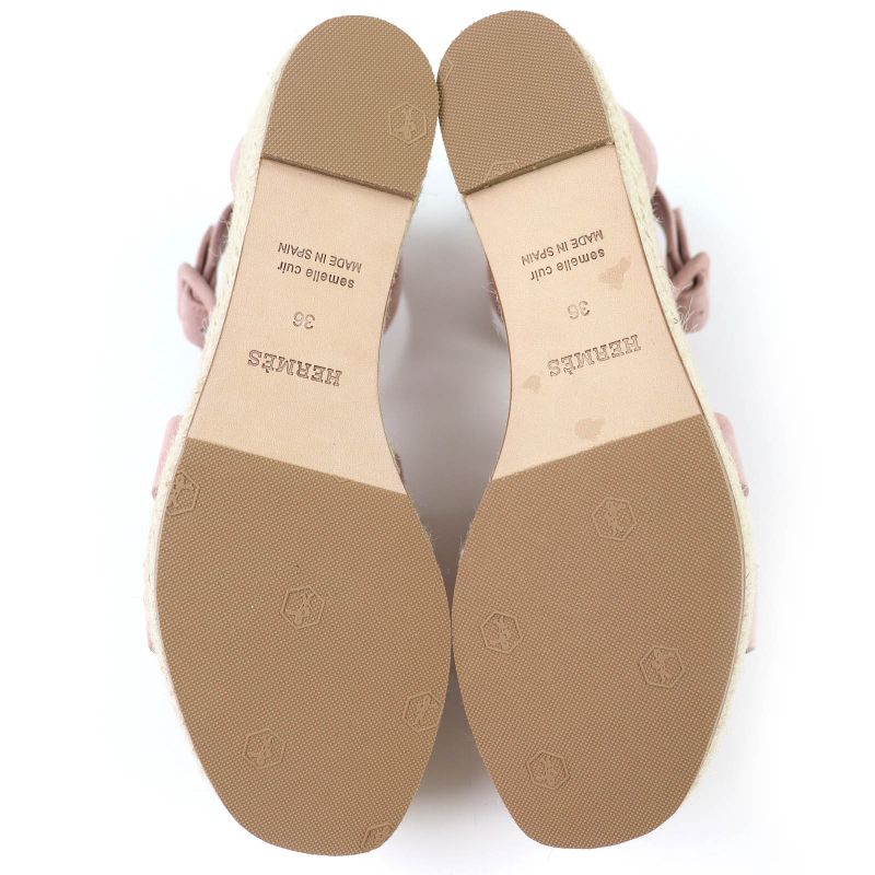 Hermes Espadrilles Herda Suede Leather Ankle Strap Sandals Pink — view 8