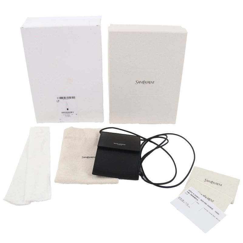 Saint Laurent Paris Leather Shoulder Pouch Bag Black — view 3