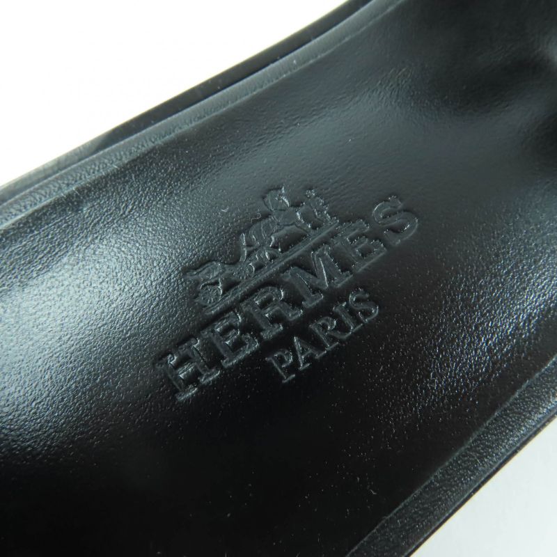 Hermes Santorini Ankle Strap Leather Sandals Black Multicolor 35 Boxes — view 9