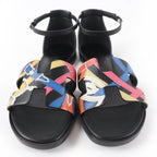 Hermes Santorini Ankle Strap Leather Sandals Black Multicolor 35 Boxes — view 4