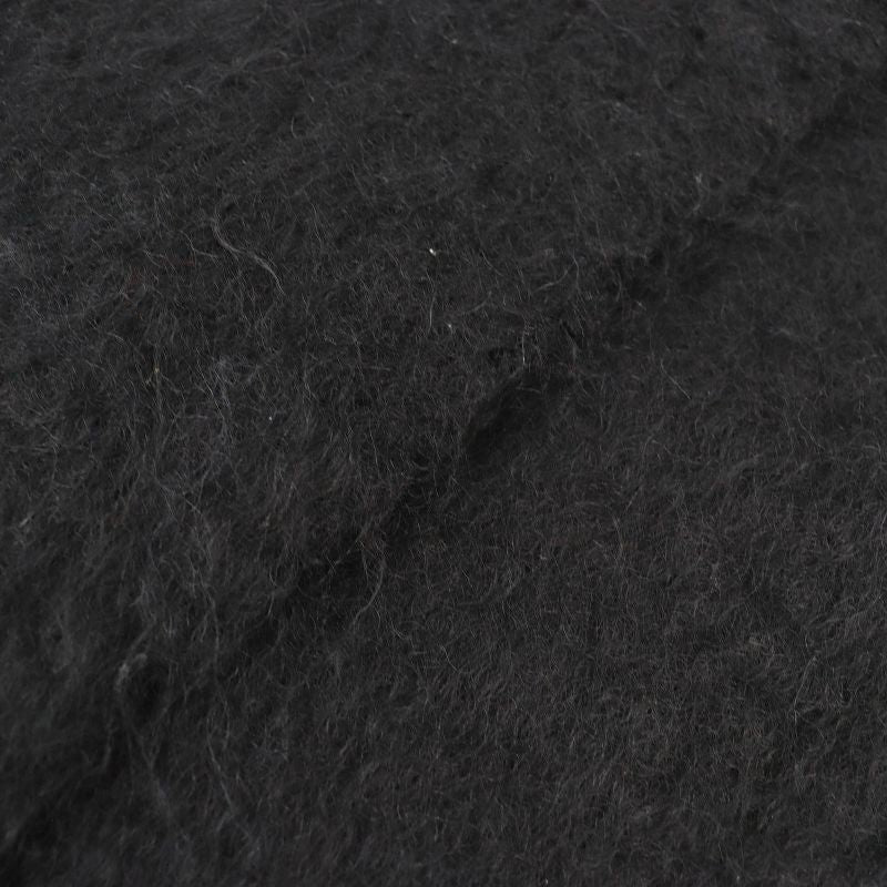 Loewe Mohair Wool Anagram Logo Patch Fringe Long Muffler Black Scarf — view 4