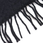 Loewe Mohair Wool Anagram Logo Patch Fringe Long Muffler Black Scarf — view 5