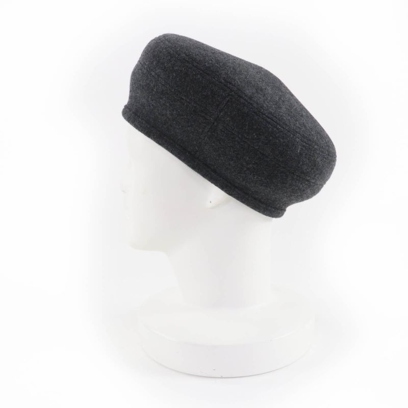 Hermes Santo Honore Wool Cashmere Silver Hardware Serie Beret Gray 56 — view 4