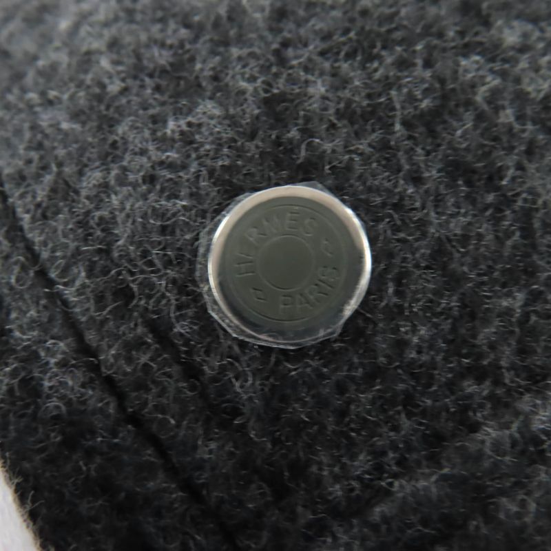 Hermes Santo Honore Wool Cashmere Silver Hardware Serie Beret Gray 56 — view 8