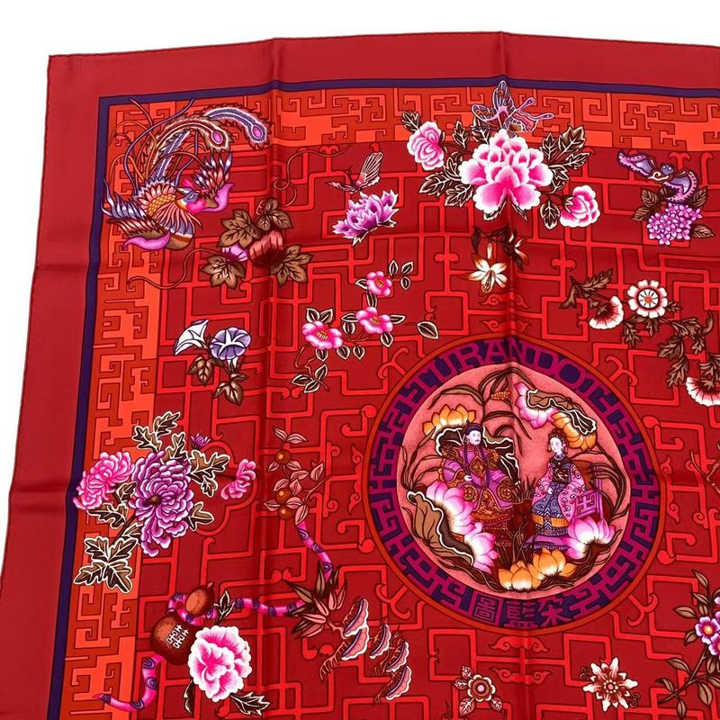 Hermes Carre 90 Silk Scarf Turandot Red Box — view 4