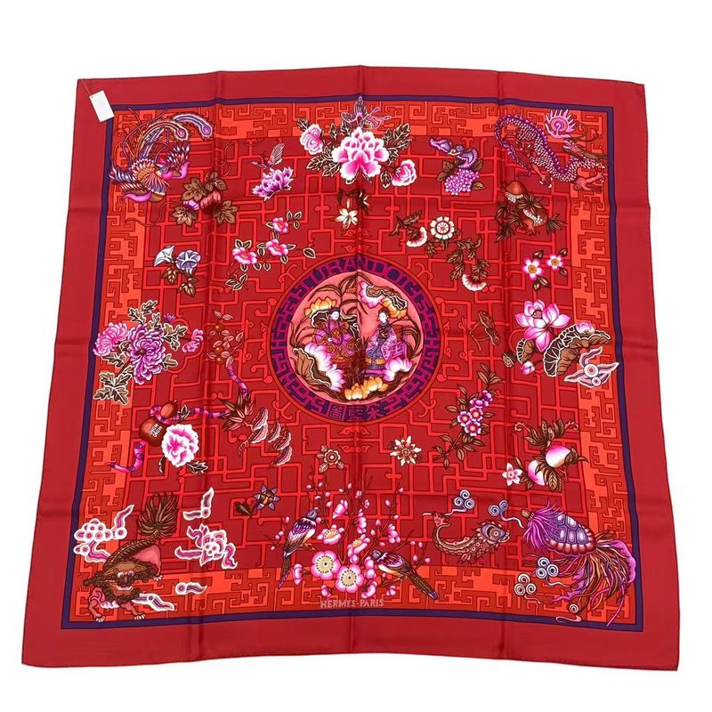 Hermes Carre 90 Silk Scarf Turandot Red Box — view 3