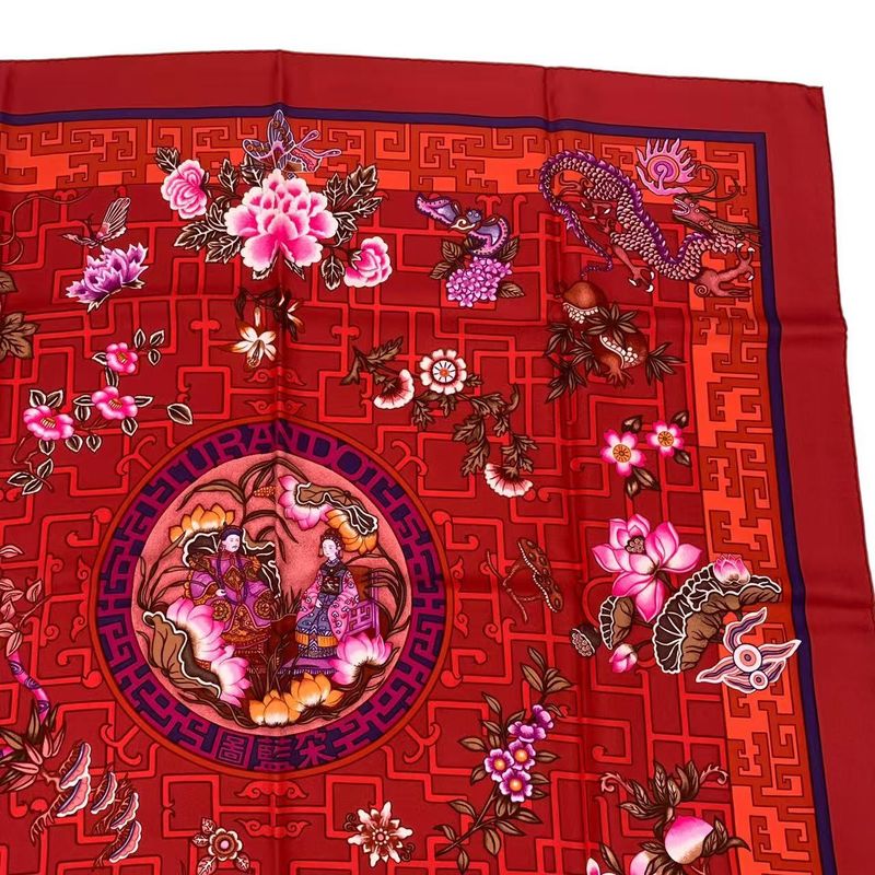 Hermes Carre 90 Silk Scarf Turandot Red Box — view 5
