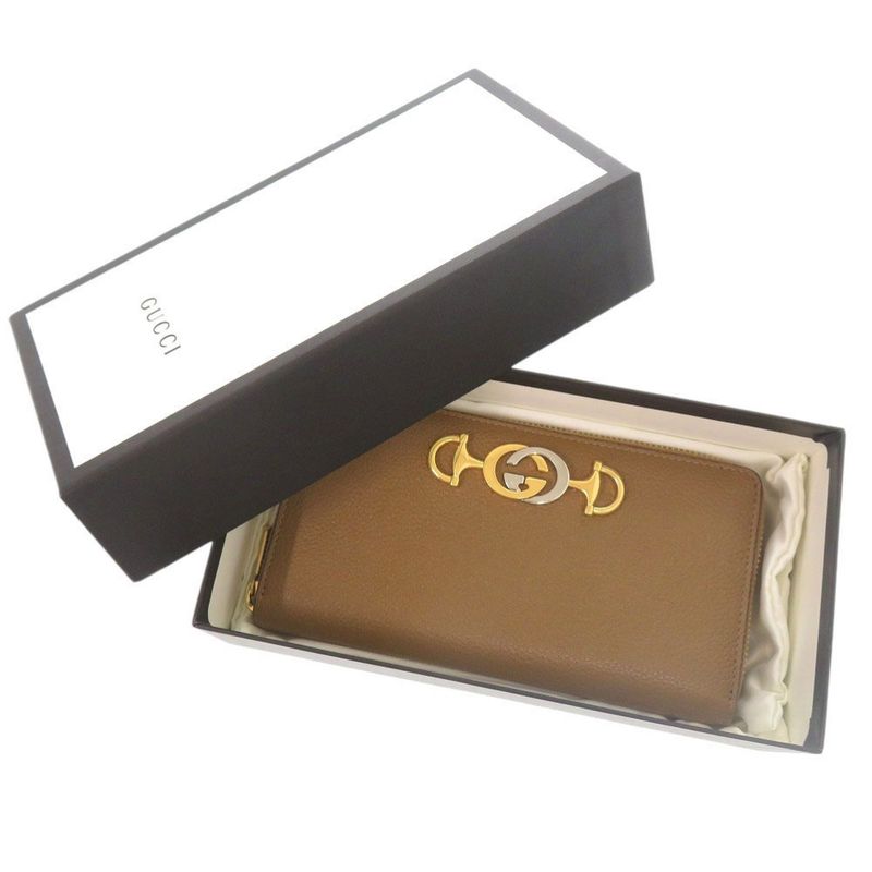 Gucci Zumi Leather Brown Round Zipper-long Wallet 0061 — view 2