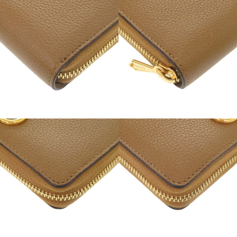 Gucci Zumi Leather Brown Round Zipper-long Wallet 0061 — view 4
