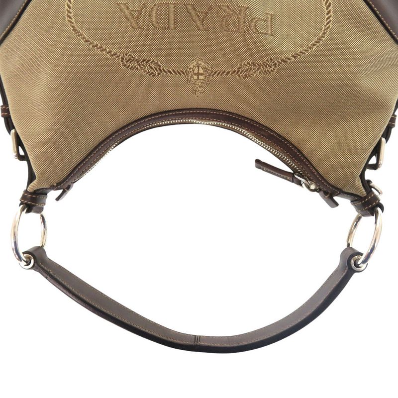 Prada Logo Jacquard Canvas Br3429 Silver Hardware — view 5