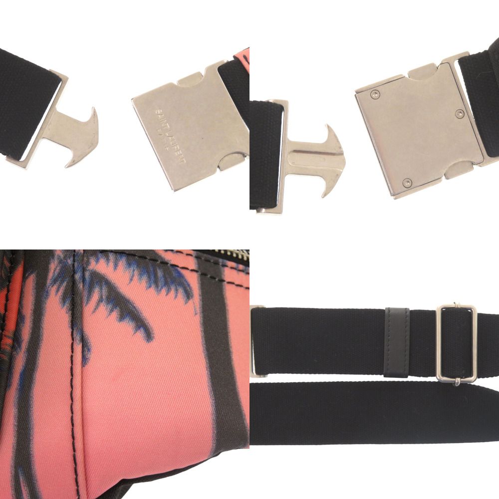 Saint Laurent Paris Palm Tree Pattern Nylon Pink Orange Body Bag 0529 — view 2