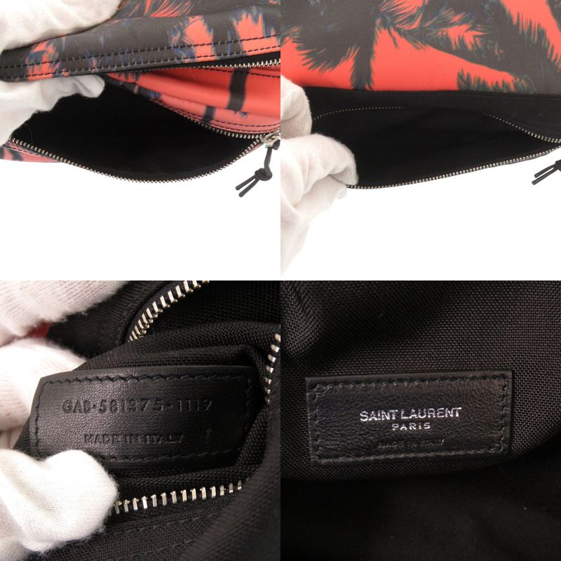 Saint Laurent Paris Palm Tree Pattern Nylon Pink Orange Body Bag 0529 — view 7