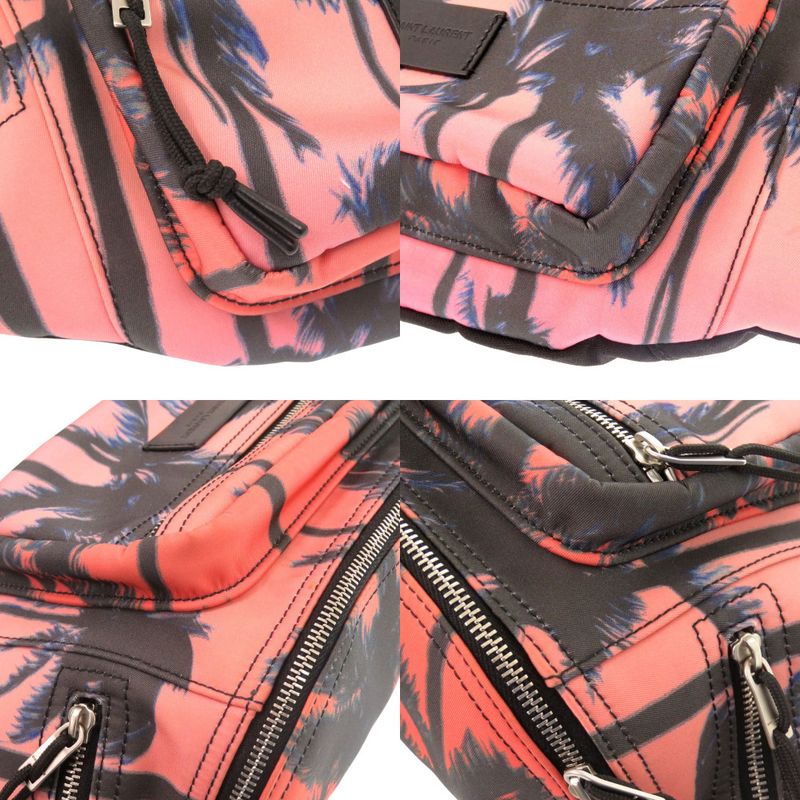 Saint Laurent Paris Palm Tree Pattern Nylon Pink Orange Body Bag 0529 — view 8