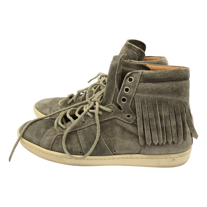 Saint Laurent Paris Suede Leather Fringe Sneakers Gray 37 1 2 — view 3